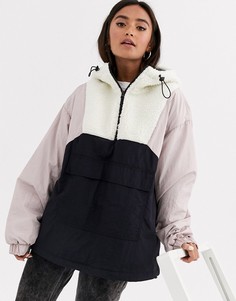 Флисовая куртка со вставками ASOS DESIGN-Кремовый