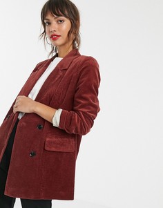 Вельветовый двубортный блейзер Vero Moda-Коричневый
