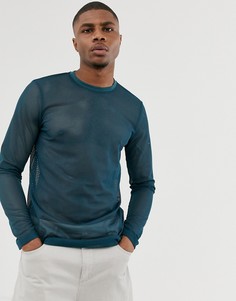 Темно-синий сетчатый лонгслив ASOS DESIGN