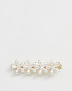 Заколка с искусственным жемчугом Pieces-Золотой