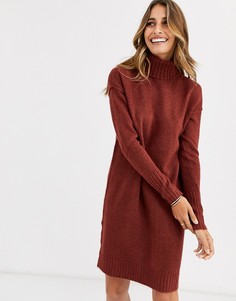 Коричневое трикотажное платье мини с высоким воротником Vero Moda-Коричневый