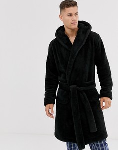 Черный флисовый халат ASOS DESIGN