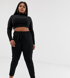 Черные брюки карго с поясом Pink Clove-Черный