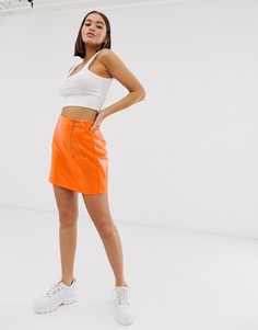Оранжевая виниловая мини-юбка Missguided-Оранжевый
