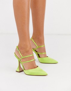 Атласные туфли на высоком каблуке ASOS DESIGN-Зеленый