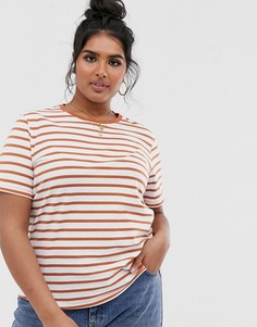 Футболка в полоску с круглым вырезом ASOS DESIGN Curve-Мульти