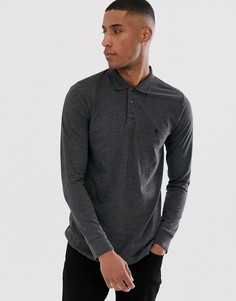 Трикотажная футболка-поло с длинными рукавами French Connection-Серый