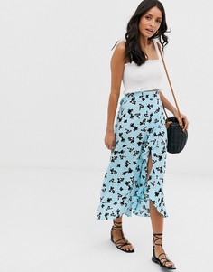 Юбка макси с запахом и цветочным принтом ASOS DESIGN-Мульти