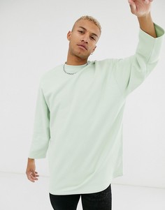 Зеленый удлиненный oversize-свитшот с рукавами 3/4 ASOS DESIGN