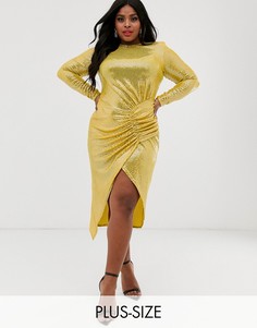 Желтое облегающее платье макси с пайетками John Zack Plus-Желтый