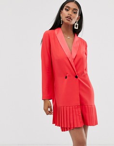 Платье-смокинг мини с плиссированным подолом ASOS DESIGN-Красный