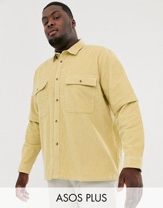 Желтая вельветовая oversize-рубашка с двумя карманами ASOS DESIGN Plus-Желтый