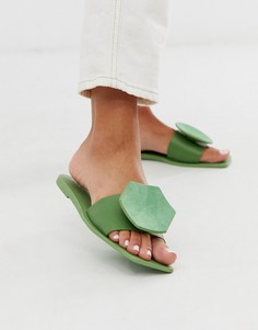 Зеленые кожаные сандалии ASOS DESIGN Finest-Зеленый