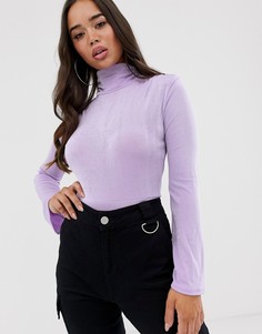 Боди с высоким воротом In The Style-Фиолетовый