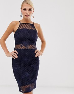 Платье мини с квадратным вырезом AX Paris-Темно-синий