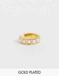 Позолоченный кафф с искусственным жемчугом Orelia-Золотой