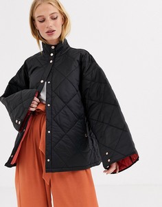 Сатиновая стеганая куртка-кимоно из комплекта Gestuz Ray-Черный