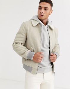 Светло-серая куртка Харрингтон с воротником \борг\" River Island-Серый