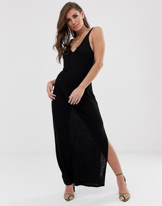 Трикотажное платье макси с перекрученными бретельками ASOS DESIGN-Черный