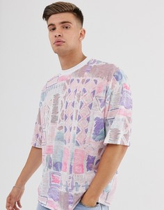 Oversize-футболка с абстрактным принтом в винтажном стиле ASOS DESIGN-Розовый