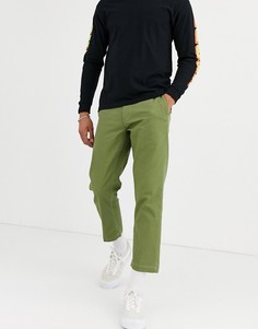 Брюки цвета хаки с узором \гусиная лапка\" Obey Straggler-Зеленый