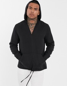 Свободная длинная рубашка с капюшоном ASOS DESIGN-Черный