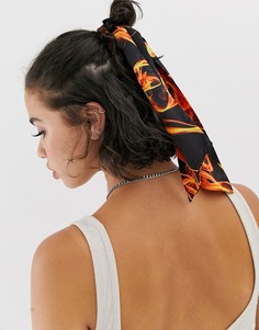 Резинка для волос с принтом пламени ASOS DESIGN-Мульти