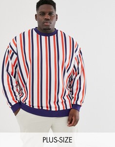 Oversize-свитшот в разноцветную полоску ASOS DESIGN Plus-Белый
