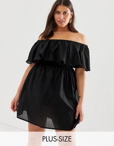 Черное пляжное платье с открытыми плечами Simply Be-Мульти