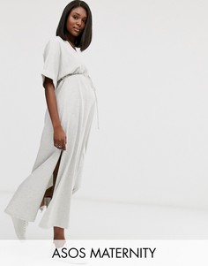 Платье макси с затягивающимся шнурком на талии ASOS DESIGN Maternity-Черный