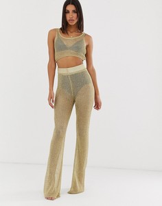 Комбинируемые золотистые расклешенные брюки Missguided-Черный