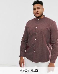 Бордовая строгая рубашка классического кроя с воротником на пуговице ASOS DESIGN Plus-Красный