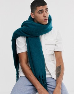 Сине-зеленый фактурный прямоугольный шарф ASOS DESIGN