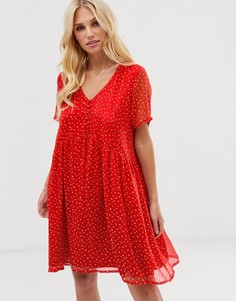 Свободное платье мини с цветочным принтом Vero Moda-Красный