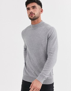 Серый джемпер с высоким воротом Burton Menswear