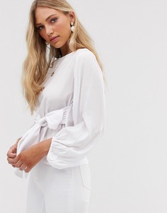 Блузка с объемными рукавами и завязкой Vero Moda-Белый