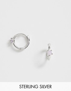 Серебряные серьги-кольца в стиле хагги с опалом Astrid & Miyu-Серебряный