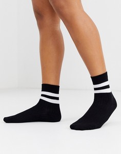 Носки в рубчик с полосками ASOS DESIGN-Черный