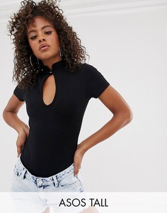 Боди с воротником-стойкой ASOS DESIGN Tall-Черный