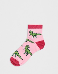 Носки с изображением динозавров ASOS DESIGN-Розовый
