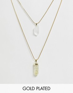 Ожерелье с прозрачным кварцем и кристаллом лимонно-желтого цвета Aura Crystals by Calum Best-Золотой