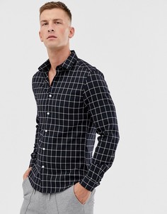 Черная приталенная рубашка в клетку ASOS DESIGN-Темно-синий