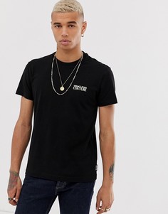 Футболка с золотистым логотипом на груди Versace Jeans Couture-Черный
