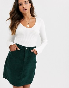 Зеленая вельветовая мини-юбка Vero Moda-Зеленый