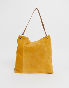 Замшевая сумка для покупок с кольцами ASOS DESIGN-Желтый