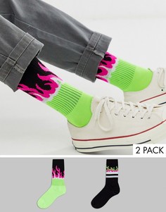 Набор из 2 пар спортивных носков с рисунком пламени ASOS DESIGN - Скидка-Мульти