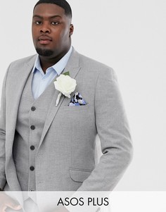 Серый приталенный фактурный пиджак ASOS DESIGN Plus wedding