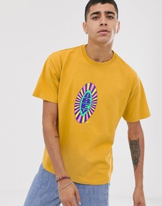 Желтая футболка с логотипом на груди Obey Psyche-Желтый