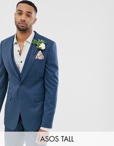 Синий саржевый приталенный пиджак ASOS DESIGN Tall wedding