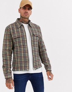 Песочная рубашка навыпуск с узором \гусиная лапка\" River Island-Светло-бежевый